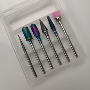 Juego de brocas de carburo de tungsteno, Lima eléctrica para uñas, Arco Iris, 6 unidades - Product Image 1
