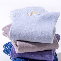 Chaussettes courtes brillantes pour femmes, avec nœud doré scintillant et broderie, pour tous les jours et les fêtes