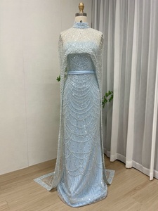 MB40042-2 Dubai arabica nera di lusso a maniche lunghe abiti da sera musulmani con mantella da donna abiti da sposa formali per occasioni speciali - Product Image 3