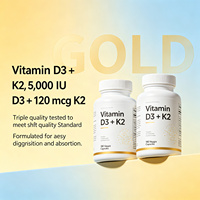 Complément de vitamine D3 + K2, 60 capsules végétales, soutient la santé des os et du système immunitaire, non-OGM, sans gluten, certifié GMP pour adultes
