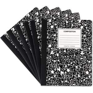 Cahier universel 20946 blanc, 100 feuilles, lot de 6, lignage collège, 9 3/4 x 7 1/2, couverture en carton simili cuir pour usage scolaire - Product Image 1