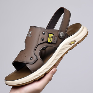 Sandales d'été décontractées pour hommes, légères, amortissantes, pour la marche en extérieur, la plage, avec tige en PU, embout en acier, soutien de la voûte plantaire, imperméables - Product Image 1