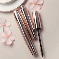Emballage cosmétique en gros en ABS, tubes de mascara vides ronds de 10 ml avec bouchon à vis plaqué or rose et brosse applicatrice