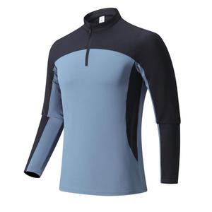 Hommes Casual Sweatshirts Manches Longues 1/4 Zip Élastique Chaud Polaire Chemise Muscle Fit Outdoor Gym T Shirt - Product Image 6