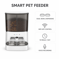 Distributeur automatique de nourriture pour animaux de compagnie intelligent avec contrôle par application WiFi, 8L, double bol, contrôle des portions programmé avec enregistreur vocal