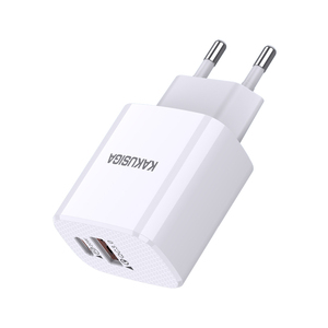 Cargador Rápido de Doble Puerto KAKUSIGA, 20W USB-C, 18W USB-A, Blanco - Product Image 3