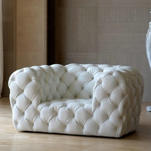 Sofá Chesterfield tapizado Sofá <span class=keywords><strong>de</strong></span> tela <span class=keywords><strong>de</strong></span> terciopelo blanco - Product Image 6