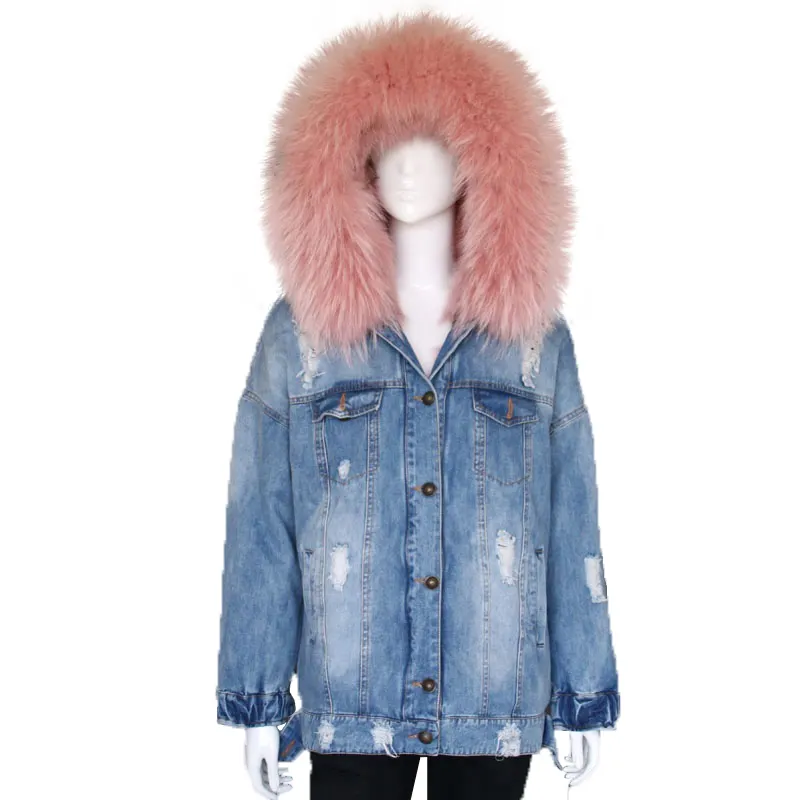 Большой енотовый мех отделка воротника для женщин зимние куртки из лисьего меха; Мода для девочек; Модная куртка-парка