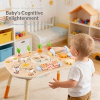 Juguetes de Madera Montessori para Bebés y Niños Pequeños de 1 Año, Juego de Mesa con Cuentas de Dibujos Animados, Entrenamiento de Coordinación Mano-Ojo, Educación