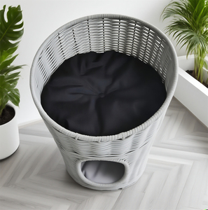 Condominio personalizzato per cani in Rattan a 2 livelli | Salotto aperto e grotta chiusa, mobili per animali Multi-gatto salvaspazio, colori/dimensioni personalizzati - Product Image 5