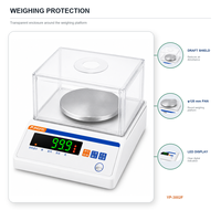 Balance de laboratoire numérique de précision JINGFEI YP-3002F 300g x 0.01g avec écran transparent, batterie rechargeable, pesée manuelle