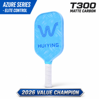 Paleta de Pickleball Profesional HUIYING Serie Azure T300 de Fibra de Carbono, 13mm/16mm, Núcleo de Panal de PP de Alta Velocidad, Raqueta con Logotipo Personalizado