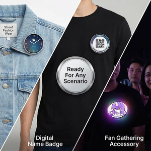 M2 E-Badge หน้าจอสัมผัสทรงกลมขนาด 1.85 นิ้ว จอแสดงผลแบบไดนามิก ป้ายดิจิตอลอัจฉริยะสำหรับคอสเพลย์อนิเมะ แบตเตอรี่ 400mah ความละเอียด 360x360 - Product Image 6
