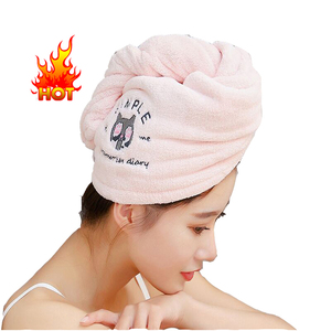 Amazon vende coral hermoso montón bordado super absorbente baño tapa seco gorro de pelo - Product Image 1