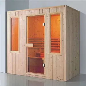 Sauna sec à infrarouge lointain en pruche solide Chauffage harvia pour 4 personnes Sauna spa intérieur et extérieur Fenêtres en verre Pierre de sauna