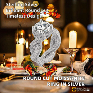 Anillo de Boda de Lujo KRISHNAM JEWELS con Moissanita de Corte Brillante Certificada por GRA, Chapado en Rodio, Engaste de Garras, Plata de Ley S925 para Mujer - Product Image 2