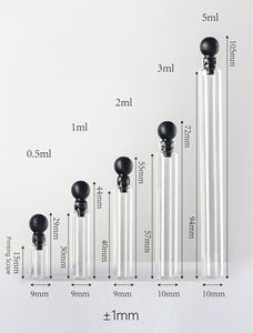 Kompakt Mini 0.5ml 1ml 2ml 3ml 5ml cam parfüm tüpleri parfüm flakon ile şık siyah top kapaklar test - Product Image 5