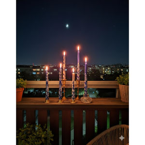 Handcrafted <b>Blue</b> White Decorative Taper <b>Candles</b> Holiday Christmas Halloween Elegant Evening Decor Set for Parties Religious - Product Image 1