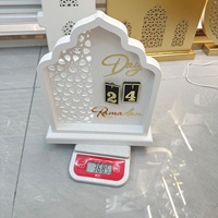 Superwin CTO Gold Décoration de table en bois en forme de mosquée avec minaret, compte à rebours Ramadan Moubarak Aïd