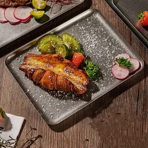 Plato de acero inoxidable para servir, para restaurante, barbacoa, pinchos, bandeja de Sushi, bandeja grande y poco profunda, platos de almacenamiento de alimentos para Cocina - Product Image 3