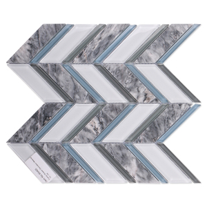 <span class=keywords><strong>Mosaico</strong></span> di marmo <span class=keywords><strong>naturale</strong></span> <span class=keywords><strong>in</strong></span> <span class=keywords><strong>pietra</strong></span> blu bianco grigio blu bianco <span class=keywords><strong>in</strong></span> vetro <span class=keywords><strong>naturale</strong></span> a forma di foglia per l'arredamento della camera d'albergo - Product Image 3