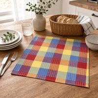 Set de table en coton et lin tissé à carreaux 40x40cm, coloré, protection de table, idéal pour hôtels, mariages, fêtes, Noël, vente en gros