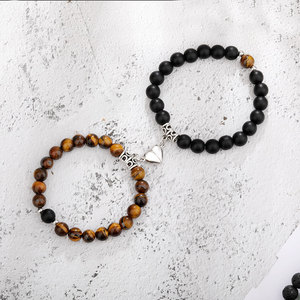 2 pz/set di perle di pietra naturale braccialetto di Yoga per gli amanti a distanza magnete del cuore coppia bracciali amicizia gioielli fatti a mano - Product Image 5