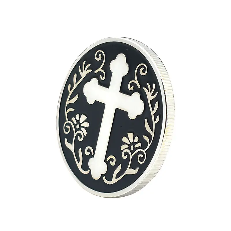Personnalisé métal 3d émail plaqué or souvenir chevalier templier croix chrétien défi pièce pour la collection