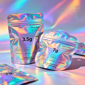 Bolsas de Mylar Personalizadas al por Mayor, OEM ODM, 3.5g 7g, Holográficas Láser, a Prueba de Olores, Resellables, para Empacar Galletas, Dulces, Frutas y Alimentos - Product Image 2