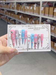 Nuevas uñas postizas de alta calidad 5.0, largas y puntiagudas, de ABS, con cobertura total, forma de estilete, diseño de mariposa tridimensional tallada, estilo Joker Fairy, puras - Product Image 5