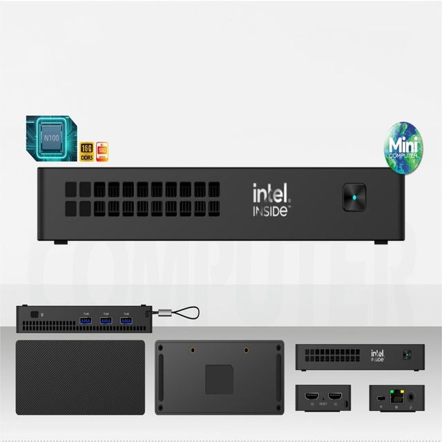 Compact Mini PC Intel Alder-N Lake N100 16GB RAM 256GB SSD Integrated GPU Basic Office & Home