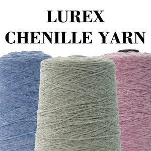 Benang Chenille Glitter 95 poliester 5 perak ne 12Nm benang Chenille celup dan putih mentah anti-serabut - Product Image 4