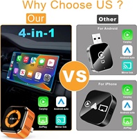 Adaptor Wireless CarPlay Android Auto untuk Apple iPhone - Adaptor Airplay Mirror Link 4 in 1 Koneksi Multi-Pengguna Tanpa Hambatan