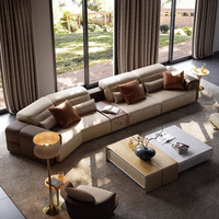 Canapé modulaire sectionnel de luxe en cuir italien Fonction électrique Grand canapé de salon plat pour villa