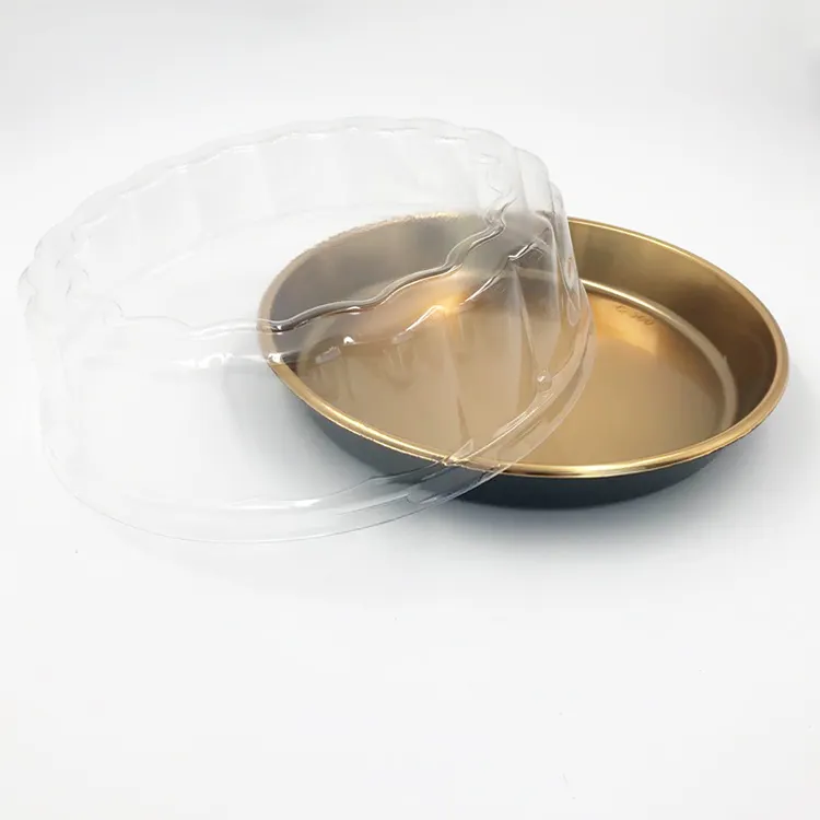 Venda quente redonda bandeja plástica descartável comida embalagem caixa redonda bolo recipiente com tampas claras