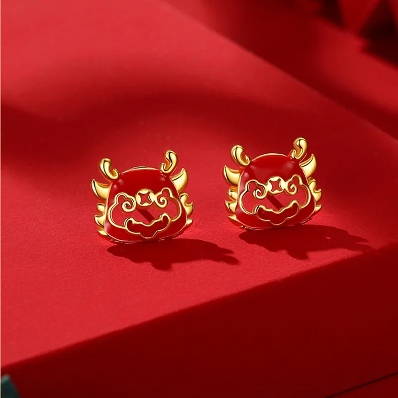 925 Sterling Silver Lucky Auspicious Magic Dragon Fashion Design Sparkling Infinity Stud Earrings Fine Jewelry Wholesale Gift