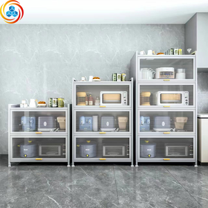 Modern Stainless Steel <b>Storage</b> <b>Table</b> <b>Side</b> Cabinet with Thickened Wheels Dust-proof Multilayer Floor Pan Durable Easy Clean - Product Image 5