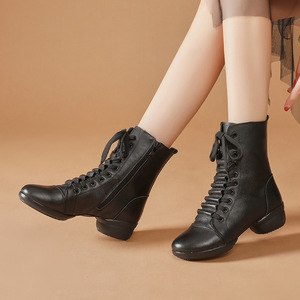 Nouvelles Chaussures de Danse Jazz Latine pour Femmes, Bottes de Danse Marinier Mi-Hautes à Talon Carré pour l'Automne Hiver, <span class=keywords><strong>Style</strong></span> Sportif Doux - Product Image 2
