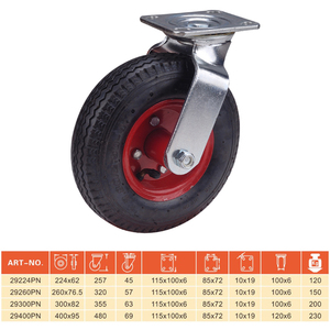 Mão do caminhão/carrinho de aço industrial aro rodízio de borracha 8 / <span class=keywords><strong>10</strong></span> / 12 / 16 polegada heavy duty pneumático roda giratória rodízio - Product Image 2