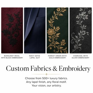 Ensemble <span class=keywords><strong>pantalon</strong></span> et blazer pour femme, coupe ajustée, broderie florale <span class=keywords><strong>bordeaux</strong></span>, blazer à double boutonnage en satin noir à revers, <span class=keywords><strong>pantalon</strong></span> large, personnalisable OEM/ODM - Product Image 3