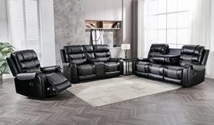 Ensemble de canapés convertibles modernes en cuir avec console de rangement au design innovant et rembourrage en mousse - Product Image 3