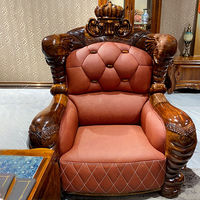 Canapé en cuir de vachette noir et or, style européen moderne, en bois massif, de luxe, pour salon de villa ou maison