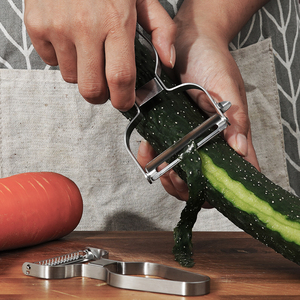 Pelapatate e Affettaverdure 2 in 1 in Acciaio Inox Impilabile, Utensile da Cucina per Frutta e Patate - Product Image 6