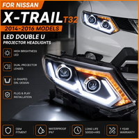 Pour X-Trail 2014-2016 : Ensemble de phares à double lentille, projecteur LED bi-feux, clignotants séquentiels dynamiques, boîtier noir, DRL T32