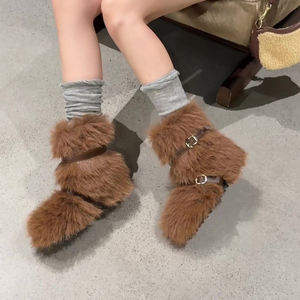 Low Cut Design Damenschuhe Rutsch feste Sohle Soft Fur Winters tiefel - Product Image 2