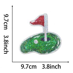 Offre Spéciale : Écussons thermocollants brodés de paillettes, série rose, sur le thème du golf (terrain de golf, club de golf), pour la décoration de chapeaux et sacs - Product Image 2