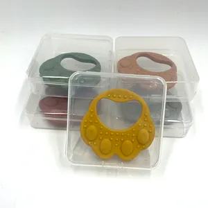 Teether Silikon Bayi, Teether Silikon Karet Alam Kualitas Makanan Bayi untuk Bayi Bentuk Telapak Kaki Baru