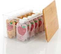Organisateur de paquets, bocaux, Snacks, pâtes, en plastique transparent, armoire de cuisine empilable, boîte de rangement des aliments avec poignées et Bam