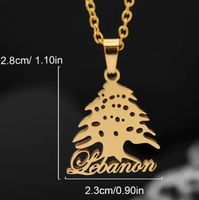 Collier en cèdre libanais plaqué or 18 carats, poli miroir, symbole du Liban, bijou personnalisé et tendance, vente chaude