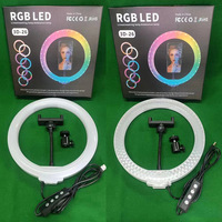 Lampu cincin kristal dengan satu tempat ponsel, lampu 3 level dapat disesuaikan lampu kamera Led 6 inci 16Cm